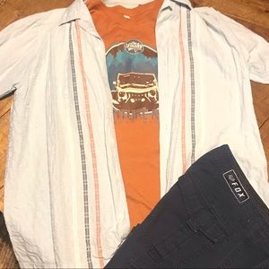 Textured Light blue button top